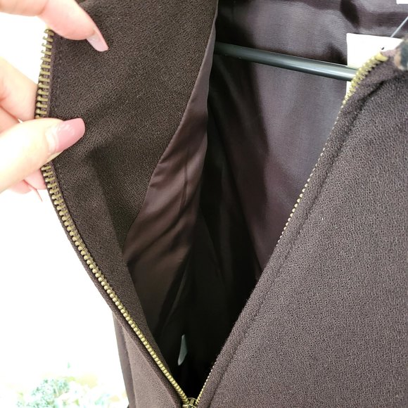 NWT Express Tailleur wool blend brown zip blazer jacket size S - Picture 3 of 10